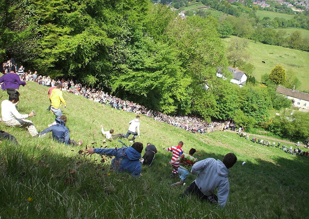The annual cheese-rolling event at Cooper's Hill takes the biscuit for the wackiest event in the Cotswolds..